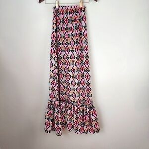 Anthropologie Eyes of Simone colorful ruffle bottom maxi skirt size small